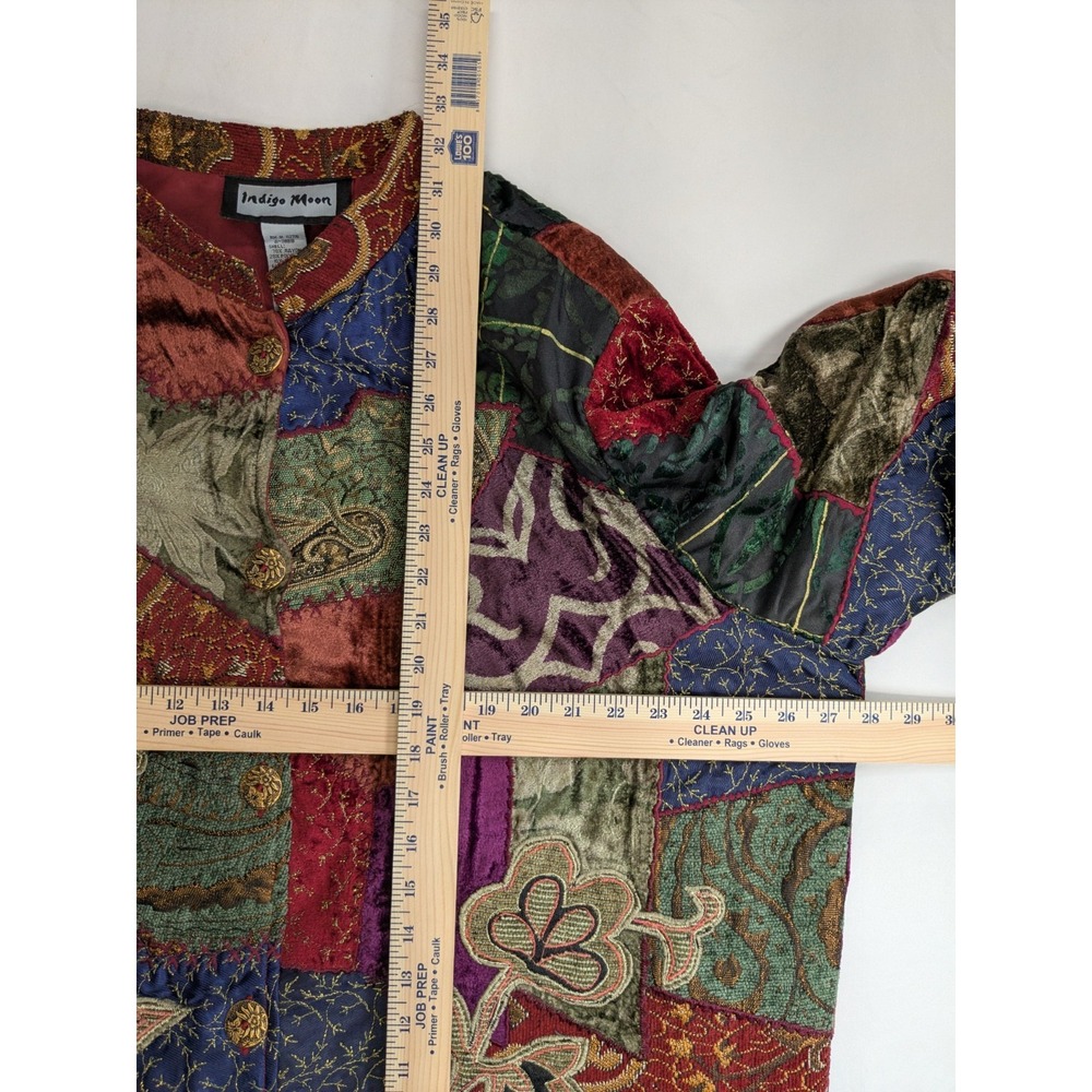 Textured Patchwork Velvet Jacket - Multi - Picture 5 of 11